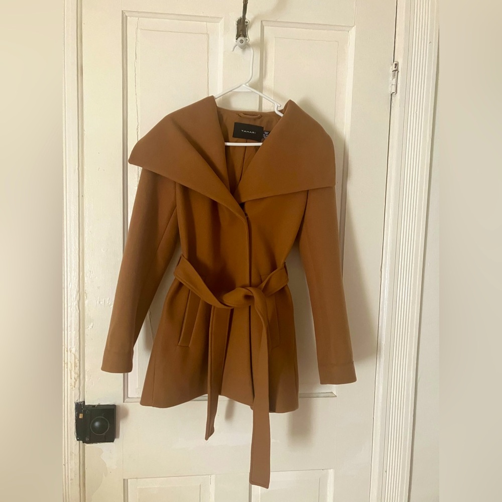 Tahari wrap coat xs